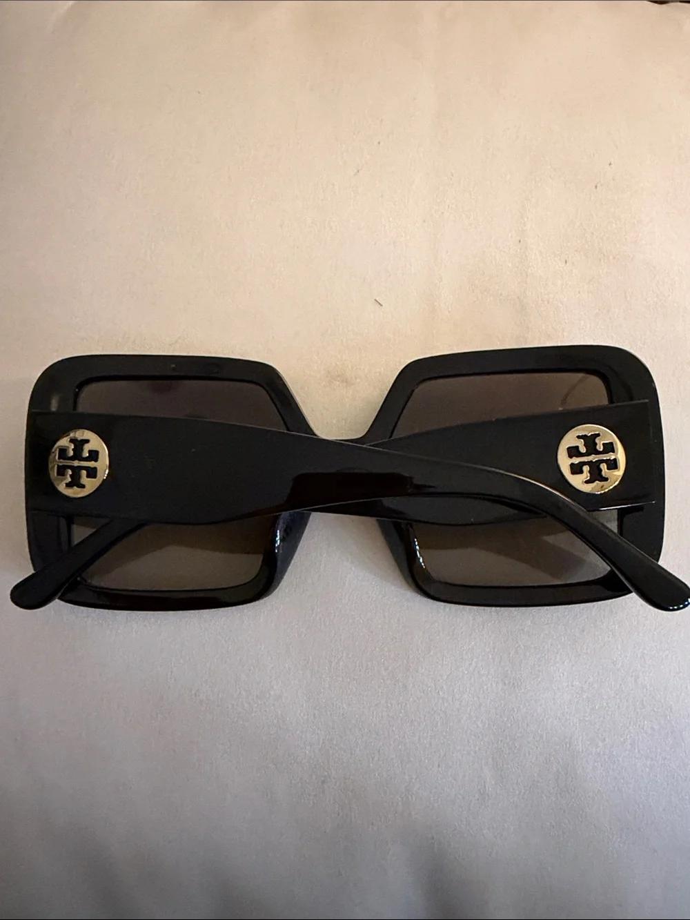 Tory Burch Black Square Sunglasses with Gold Logo Accents